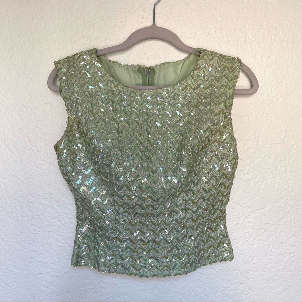 Vintage Mint Beaded Top